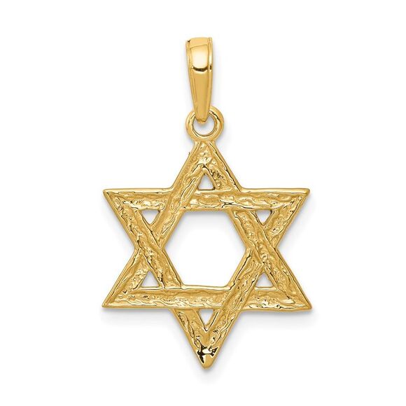 14k Yellow Gold Star of David Pendant